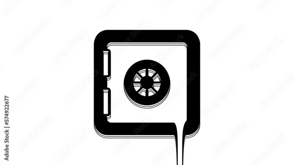 Black Safe icon isolated on white background. The door safe a bank vault with a combination lock. Reliable Data Protection. 4K Video motion graphic animation Black Safe icon isolated on white background. The door safe a bank vault with a combination lock. Reliable Data Protection. 4K Video motion graphic animation