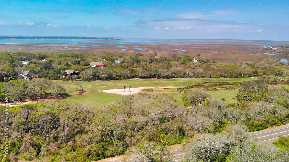 Amazing aerial view of Amelia Island from drone, Florida - USA Amazing aerial view of Amelia Island from drone, Florida - USA