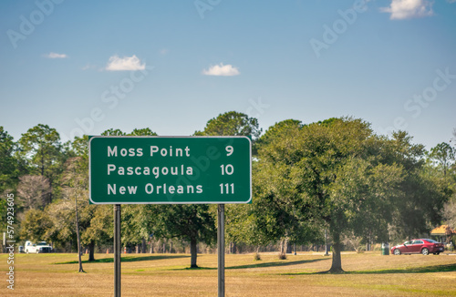 Interstate road signs approaching New Orleans