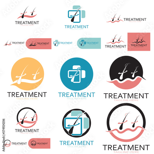 Hair treatment logo hair transplantation logo,removal logo vector image design illustration