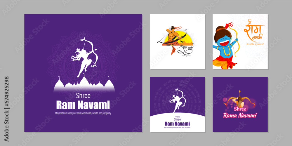 Vector illustration of Happy Rama Navami social media story feed set mockup template Vector illustration of Happy Rama Navami social media story feed set mockup template