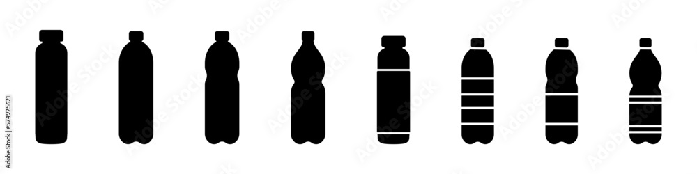 Plastic bottle white icon set, vector design illustration