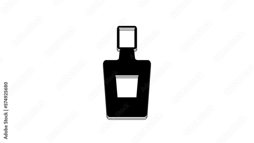 Black Tequila bottle icon isolated on white background. Mexican alcohol drink. 4K Video motion graphic animation Black Tequila bottle icon isolated on white background. Mexican alcohol drink. 4K Video motion graphic animation