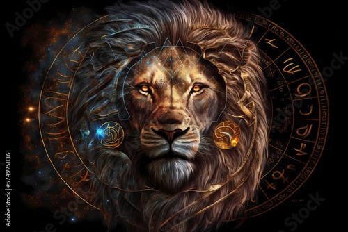 Tela Leo magical zodiac sign astrology. Generative ai design.