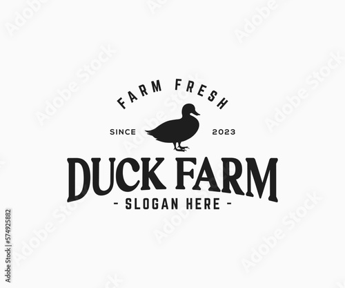 Duck logo design. Duck farm logo design template