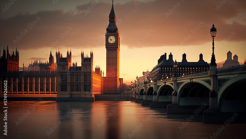 London's twilight charm: stunning skyline with golden illuminated landmarks