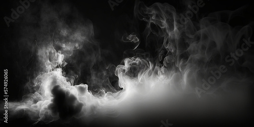 abstract white smoke floating on the black background