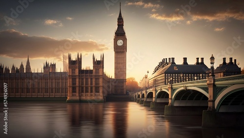 Photo London England Skyline at Sunset: A Breathtaking View of the Cityscape for Your