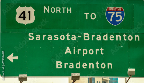 Traffic sign along Florida I-75 Interstate to Sarasota © jovannig