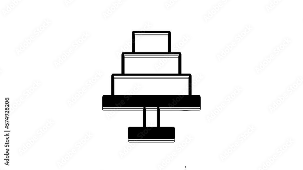 Black Cake icon isolated on white background. Happy Birthday. 4K Video motion graphic animation Black Cake icon isolated on white background. Happy Birthday. 4K Video motion graphic animation