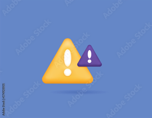 symbol of warn to be cautious and announce if there is something dangerous. caution sign and harm. exclamation mark and yellow triangle. 3d and realistic concept design. design element