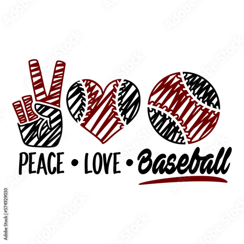 Peace Love Baseball. Sports design. Baseball theme design for sport lovers stuff and perfect gift for players and fans