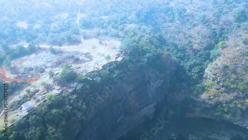 Rajdari and Devdari waterfalls are found in the Chandraprabha Wildlife Sanctuary. View form Drone photo