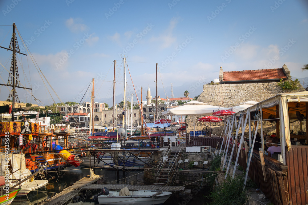 harbour full of boats in croatia. Beautiful harbor in the morning. 