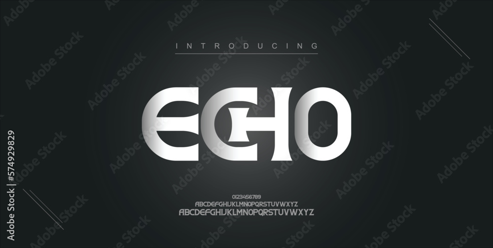 Echo digital modern alphabet new font. Creative abstract urban, futuristic, fashion, sport, minimal technology typography. Simple vector illustration with number Echo digital modern alphabet new font. Creative abstract urban, futuristic, fashion, sport, minimal technology typography. Simple vector illustration with number