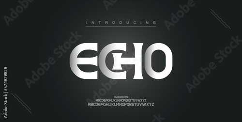 Echo digital modern alphabet new font. Creative abstract urban, futuristic, fashion, sport, minimal technology typography. Simple vector illustration with number