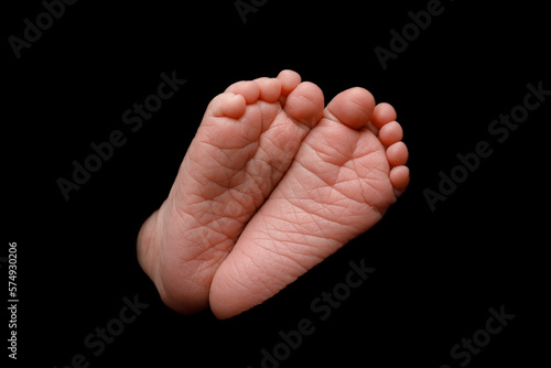 close-up of baby feet, newborn feet