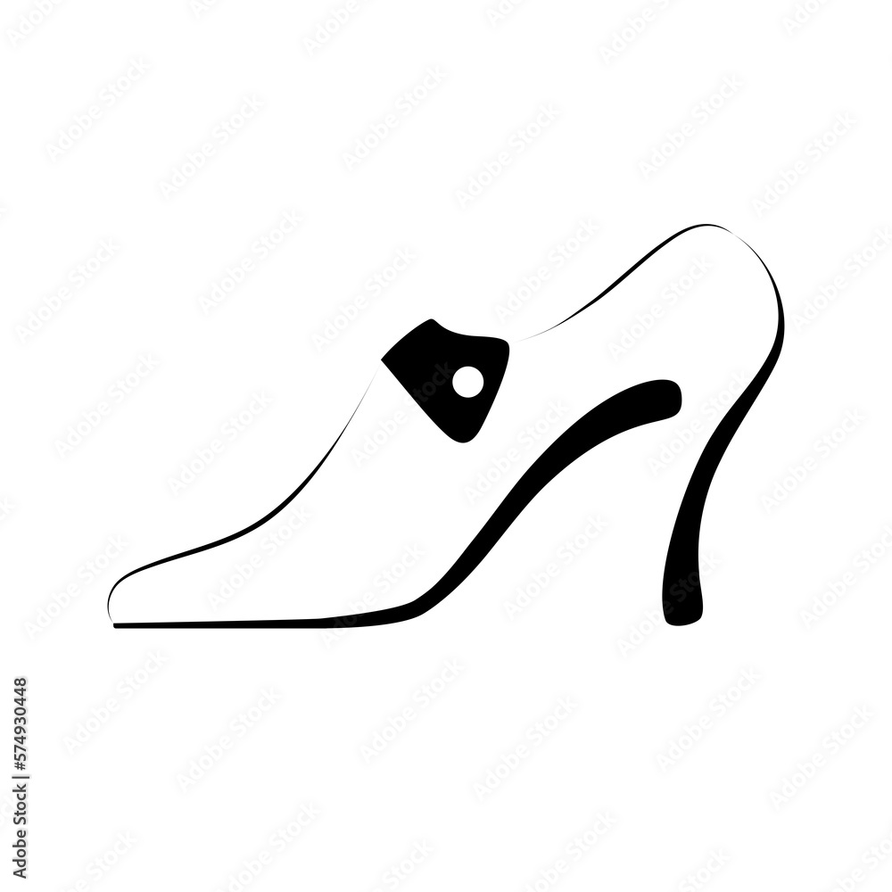 Woman shoe with High heels icon logo