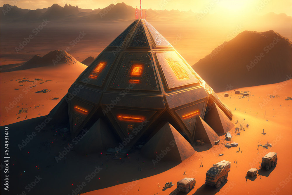 Fototapeta premium Mars Colony, Generative AI, Illustration