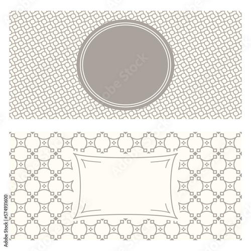 Monochrome banner templates, patterned abstract geometric background. Packaging design, vector illustration.