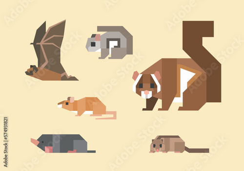 日本の生き物（ネズミ、モグラ、コウモリ、ムササビ、モモンガ、ヤマネ） photo