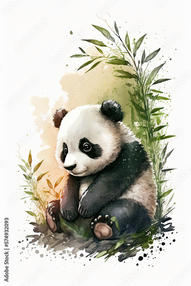 Adorable panda cub poster, generative ai Adorable panda cub poster, generative ai