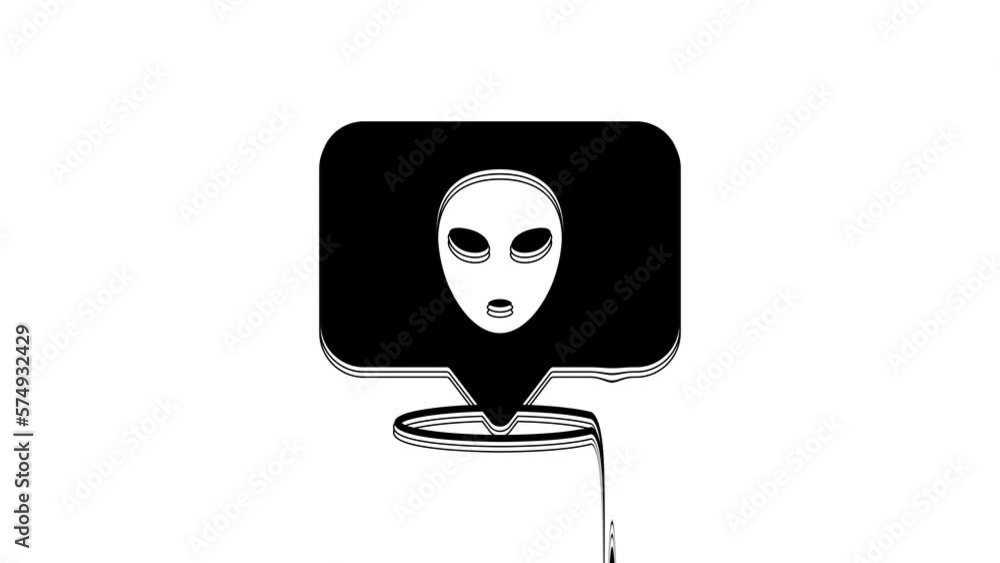 Black Alien icon isolated on white background. Extraterrestrial alien face or head symbol. 4K Video motion graphic animation Black Alien icon isolated on white background. Extraterrestrial alien face or head symbol. 4K Video motion graphic animation