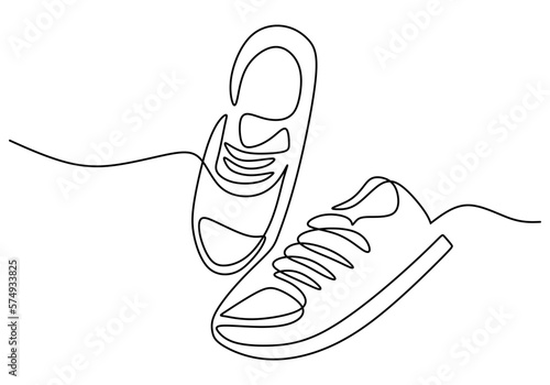 One line drawing of shoes isolated on white background.