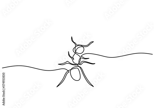 One line drawing of ant isolated on white background.