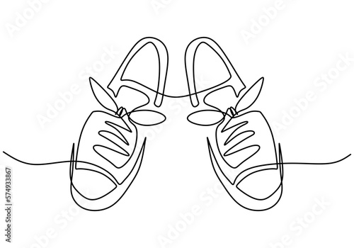 One line drawing of girl shoes isolated on white background.