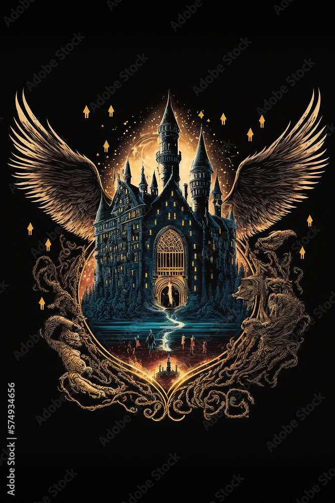 Fototapeta premium Fantasy castle with wings
