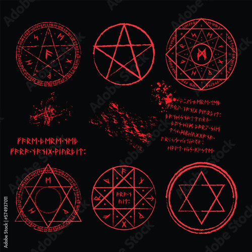 Abstract runes circle magic red