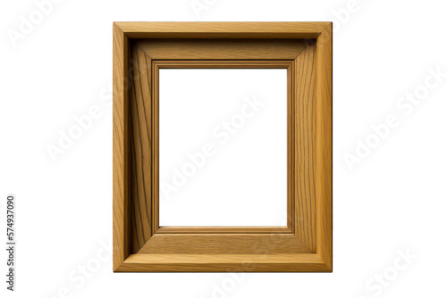 op-down view of a single wooden empty photo frame, hyper-realistic and elegant, captured in a close-up shot and isolated on a plain white background