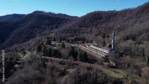 Aerial View Over Consonno Ghost Town In The Olginate Municipality Of The Province of Lecco. Dolly Parallax Shot photo