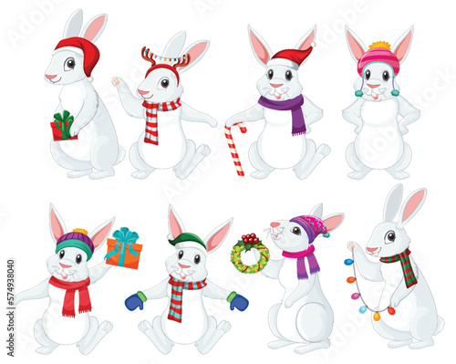 Cute rabbit cartoon character collection