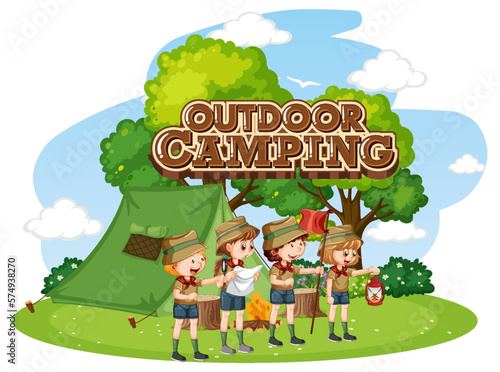 Outdoor camping with scout kids