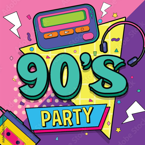 90s party poster template