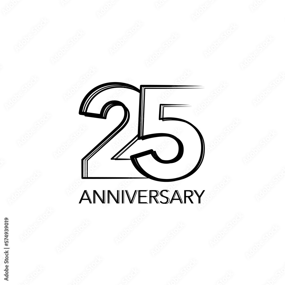 Anniversary 25th. The number line is on black background. Vector illustration. Anniversary 25th. The number line is on black background. Vector illustration.