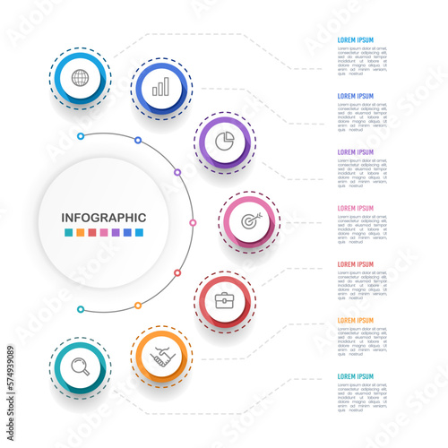 Infographic semicircle 7 processes to success. Infographic Organization. Vector illustration.