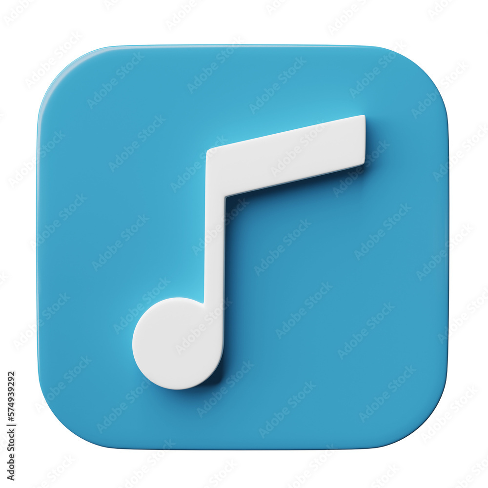 3D Music note icon isolated on transparent background, png file. 3D Music note icon isolated on transparent background, png file.