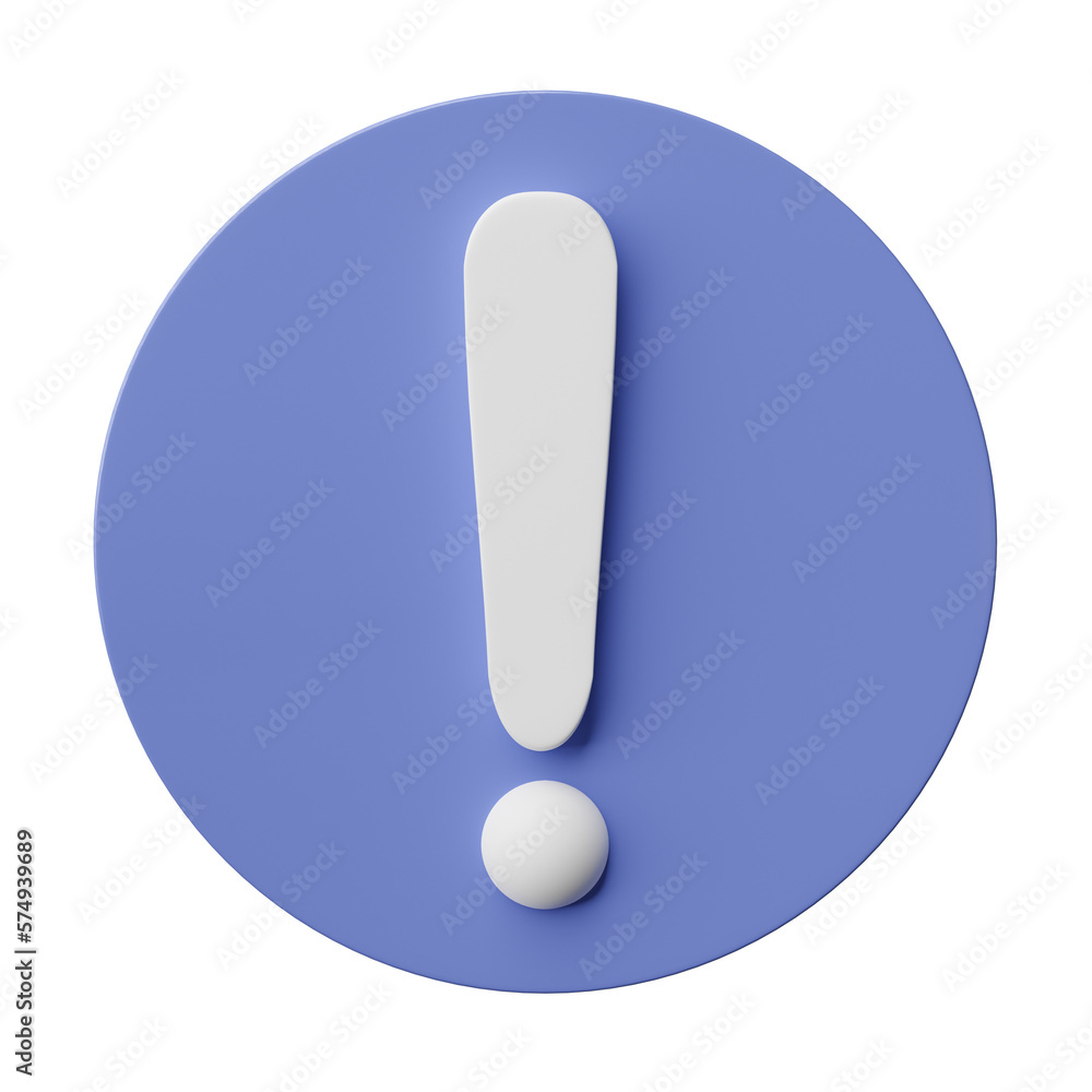 3D Exclamation mark symbol, caution sign icon isolated on transparent background png file. 3D Exclamation mark symbol, caution sign icon isolated on transparent background png file.