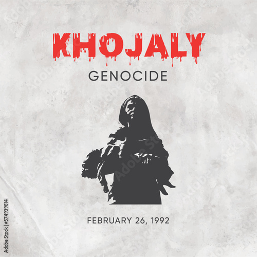 Khojaly Genocide february 26, 1992. Poster for the memory of the Azerbaijani people. Justice for Khojaly vector illustration poster