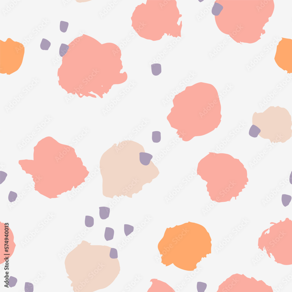 Beautiful seamless pattern with hand drawn ink shapes. Artistic brush strokes vector texture. Decorative background with repetitive organic shapes 