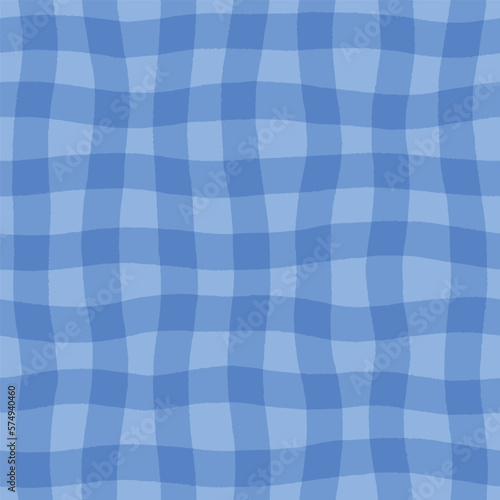 Abstract seamless pattern with wavy lines. Hand drawn checkered texture. Monochrome plaid background in pastel color