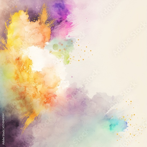 Floral watercolor background for posts, cards or posters with space for text, generative ai, neutral pastel colors, delicate wallpaper 
