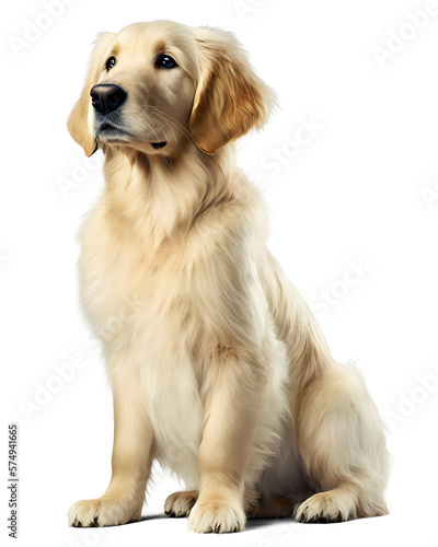 Golden retriever portrait, isolated background. Generative Ai