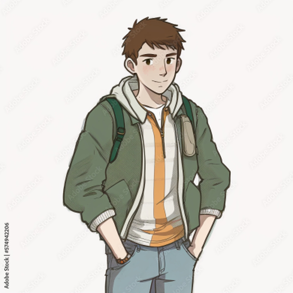 Fototapeta premium people in anime style, fantasy style, schoolchildren, hooligans, teenagers, models