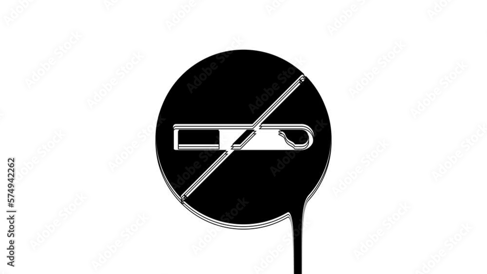 Black No Smoking icon isolated on white background. Cigarette symbol. 4K Video motion graphic animation Black No Smoking icon isolated on white background. Cigarette symbol. 4K Video motion graphic animation