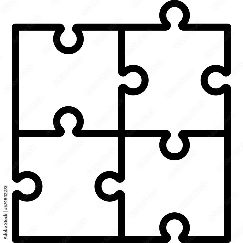 Union, teamwork, togetherness thin line icon. 4 pieces puzzle. Vector ...