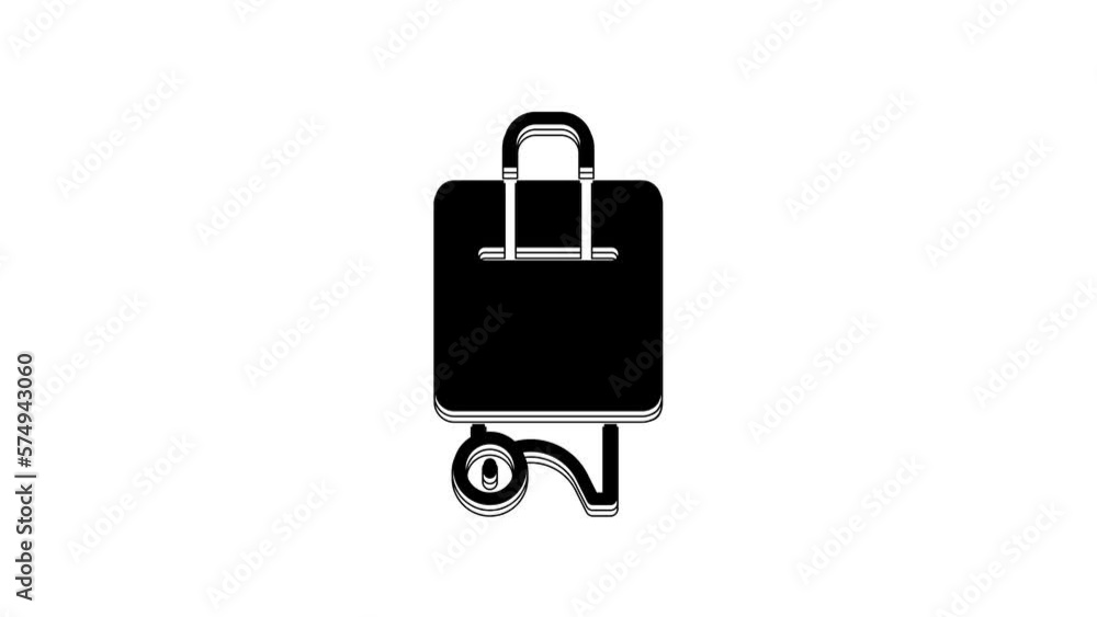 Black Suitcase for travel icon isolated on white background. Traveling baggage sign. Travel luggage icon. 4K Video motion graphic animation Black Suitcase for travel icon isolated on white background. Traveling baggage sign. Travel luggage icon. 4K Video motion graphic animation